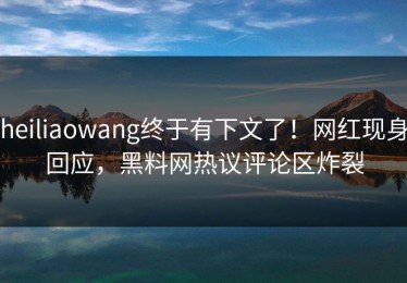 heiliaowang终于有下文了！网红现身回应，黑料网热议评论区炸裂