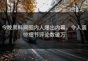 今晚黑料网圈内人爆出内幕，令人震惊细节评论数破万