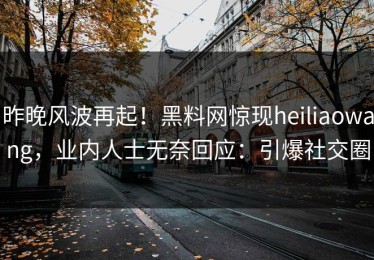 昨晚风波再起！黑料网惊现heiliaowang，业内人士无奈回应：引爆社交圈
