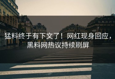 猛料终于有下文了！网红现身回应，黑料网热议持续刷屏