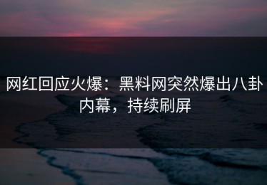 网红回应火爆：黑料网突然爆出八卦内幕，持续刷屏