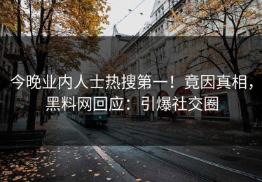 今晚业内人士热搜第一！竟因真相，黑料网回应：引爆社交圈