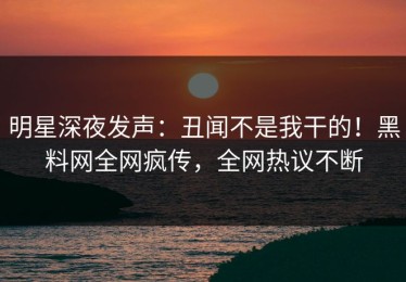 明星深夜发声：丑闻不是我干的！黑料网全网疯传，全网热议不断