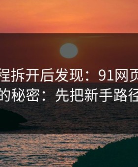 我把流程拆开后发现：91网页版越用越顺的秘密：先把新手路径做对