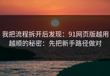 我把流程拆开后发现：91网页版越用越顺的秘密：先把新手路径做对