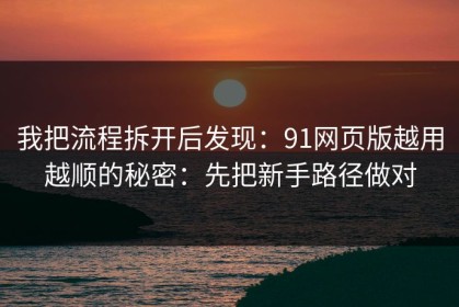 我把流程拆开后发现：91网页版越用越顺的秘密：先把新手路径做对