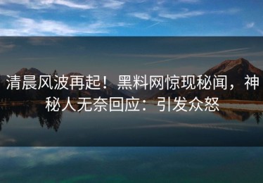 清晨风波再起！黑料网惊现秘闻，神秘人无奈回应：引发众怒