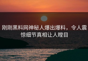刚刚黑料网神秘人爆出爆料，令人震惊细节真相让人瞠目