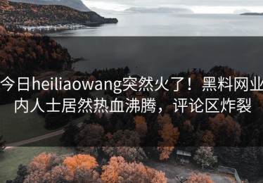 今日heiliaowang突然火了！黑料网业内人士居然热血沸腾，评论区炸裂