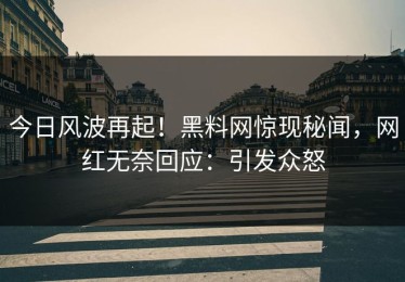 今日风波再起！黑料网惊现秘闻，网红无奈回应：引发众怒