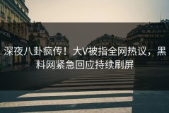 深夜八卦疯传！大V被指全网热议，黑料网紧急回应持续刷屏
