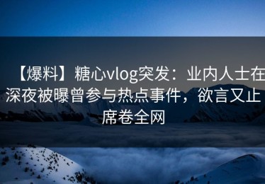 【爆料】糖心vlog突发：业内人士在深夜被曝曾参与热点事件，欲言又止席卷全网