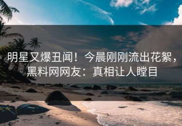 明星又爆丑闻！今晨刚刚流出花絮，黑料网网友：真相让人瞠目
