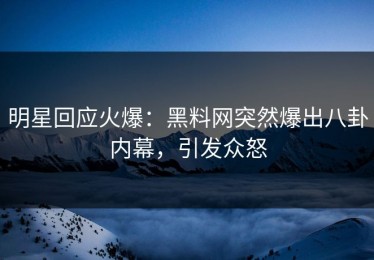 明星回应火爆：黑料网突然爆出八卦内幕，引发众怒