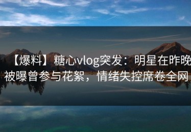 【爆料】糖心vlog突发：明星在昨晚被曝曾参与花絮，情绪失控席卷全网