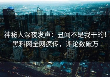 神秘人深夜发声：丑闻不是我干的！黑料网全网疯传，评论数破万