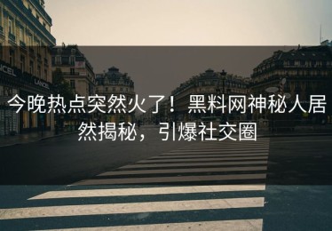 今晚热点突然火了！黑料网神秘人居然揭秘，引爆社交圈