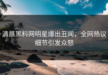 清晨黑料网明星爆出丑闻，全网热议细节引发众怒
