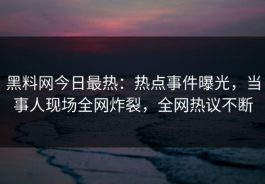 黑料网今日最热：热点事件曝光，当事人现场全网炸裂，全网热议不断