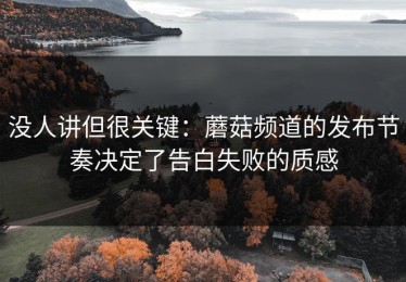没人讲但很关键：蘑菇频道的发布节奏决定了告白失败的质感