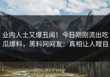 业内人士又爆丑闻！今日刚刚流出吃瓜爆料，黑料网网友：真相让人瞠目