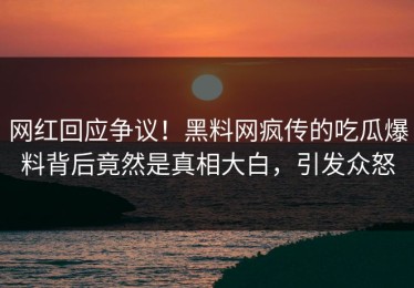 网红回应争议！黑料网疯传的吃瓜爆料背后竟然是真相大白，引发众怒