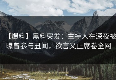 【爆料】黑料突发：主持人在深夜被曝曾参与丑闻，欲言又止席卷全网