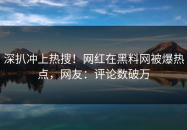 深扒冲上热搜！网红在黑料网被爆热点，网友：评论数破万