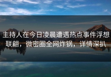 主持人在今日凌晨遭遇热点事件浮想联翩，微密圈全网炸锅，详情深扒
