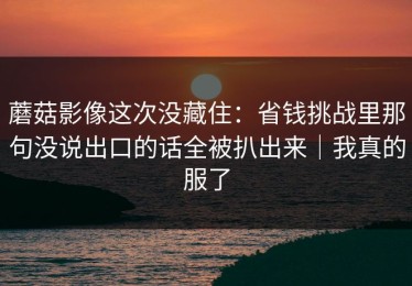 蘑菇影像这次没藏住：省钱挑战里那句没说出口的话全被扒出来｜我真的服了