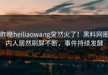 昨晚heiliaowang突然火了！黑料网圈内人居然刷屏不断，事件持续发酵