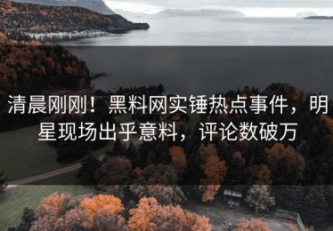 清晨刚刚！黑料网实锤热点事件，明星现场出乎意料，评论数破万