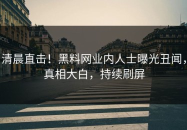 清晨直击！黑料网业内人士曝光丑闻，真相大白，持续刷屏