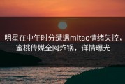 明星在中午时分遭遇mitao情绪失控，蜜桃传媒全网炸锅，详情曝光