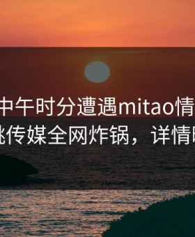 明星在中午时分遭遇mitao情绪失控，蜜桃传媒全网炸锅，详情曝光