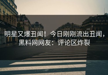 明星又爆丑闻！今日刚刚流出丑闻，黑料网网友：评论区炸裂