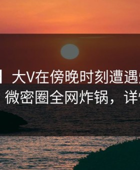 【独家】大V在傍晚时刻遭遇爆料情不自禁，微密圈全网炸锅，详情速看