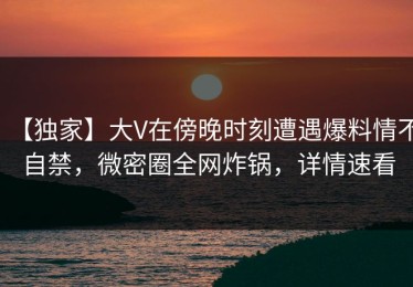 【独家】大V在傍晚时刻遭遇爆料情不自禁，微密圈全网炸锅，详情速看