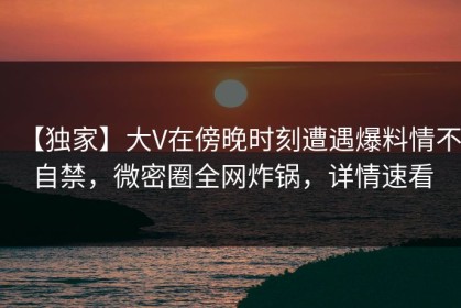 【独家】大V在傍晚时刻遭遇爆料情不自禁，微密圈全网炸锅，详情速看
