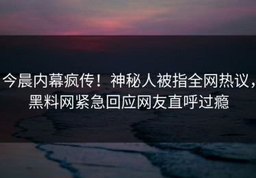今晨内幕疯传！神秘人被指全网热议，黑料网紧急回应网友直呼过瘾