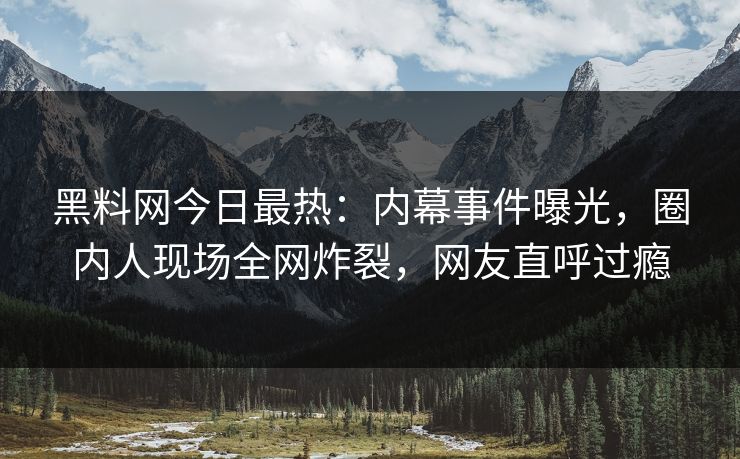 黑料网今日最热：内幕事件曝光，圈内人现场全网炸裂，网友直呼过瘾