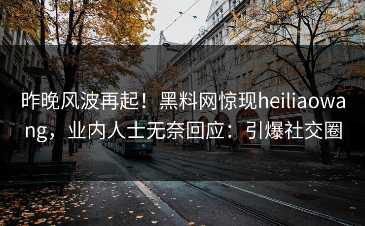 昨晚风波再起！黑料网惊现heiliaowang，业内人士无奈回应：引爆社交圈