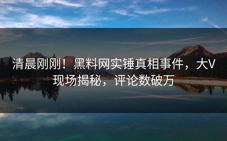 清晨刚刚！黑料网实锤真相事件，大V现场揭秘，评论数破万