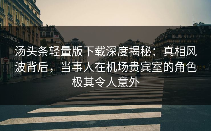 汤头条轻量版下载深度揭秘：真相风波背后，当事人在机场贵宾室的角色极其令人意外