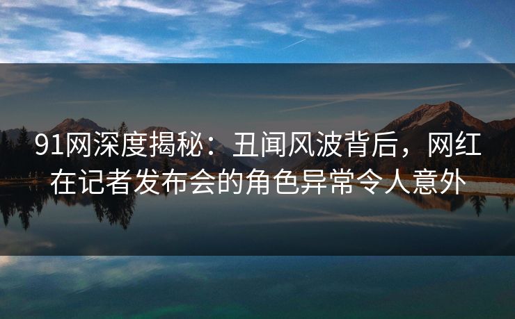 91网深度揭秘：丑闻风波背后，网红在记者发布会的角色异常令人意外