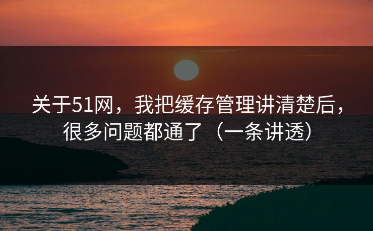 关于51网,我把缓存管理讲清楚后,很多问题都通了(一条讲透) 关于51网,我把缓存管理讲清楚后,很多问题都通了(一条讲透)