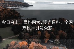 今日直击！黑料网大V曝光猛料，全网热议，引发众怒