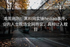 本周刚刚！黑料网实锤heiliao事件，业内人士现场全网热议，真相让人瞠目