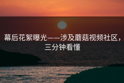 幕后花絮曝光——涉及蘑菇视频社区，三分钟看懂