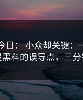 黑料网今日： 小众却关键：一步步验证明星黑料的误导点，三分钟搞定